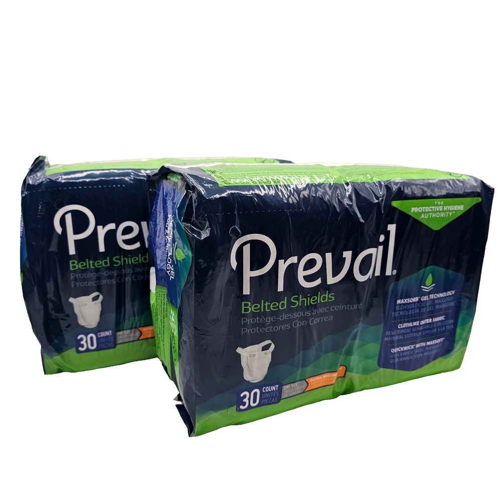 Lot of 2 Prevail Belted Shields 30 Count Extra Incontinence Belted Undergarment‎